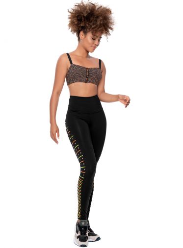 Leggins para dama talla única negro y coral