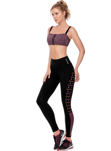 Leggins para dama talla única negro y anaranjado
