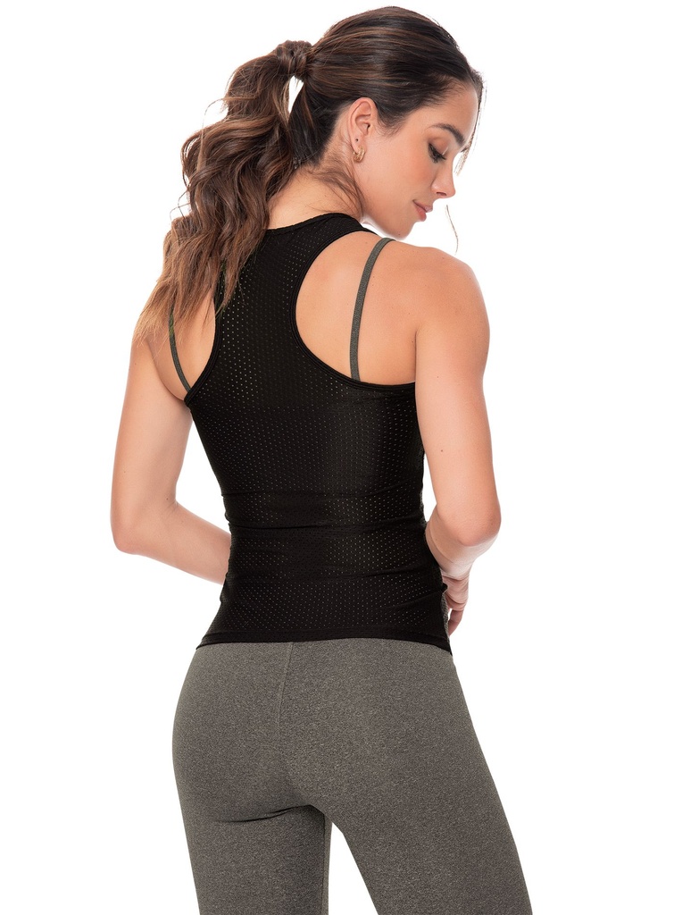 Camiseta deportiva sin mangas para dama talla única color negro