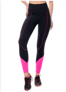 Leggins para dama pretina alta talla única negro y rosado
