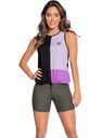 Camiseta deportiva sin mangas para dama talla única color negro y morado